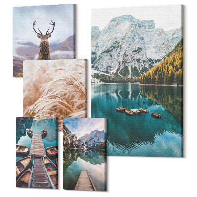 Sada obrazov na stenu pentaptych Horská krajina a prírodné krásy