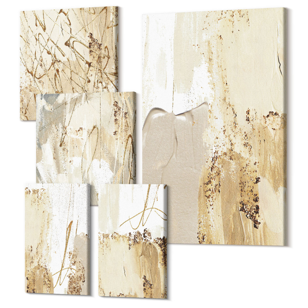 Sada obrazov pentaptych Abstraktné kompozície v modernom štýle s textúrou