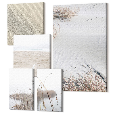 Sada obrazov na stenu pentaptych Minimalistická plážová príroda a pieskové motívy