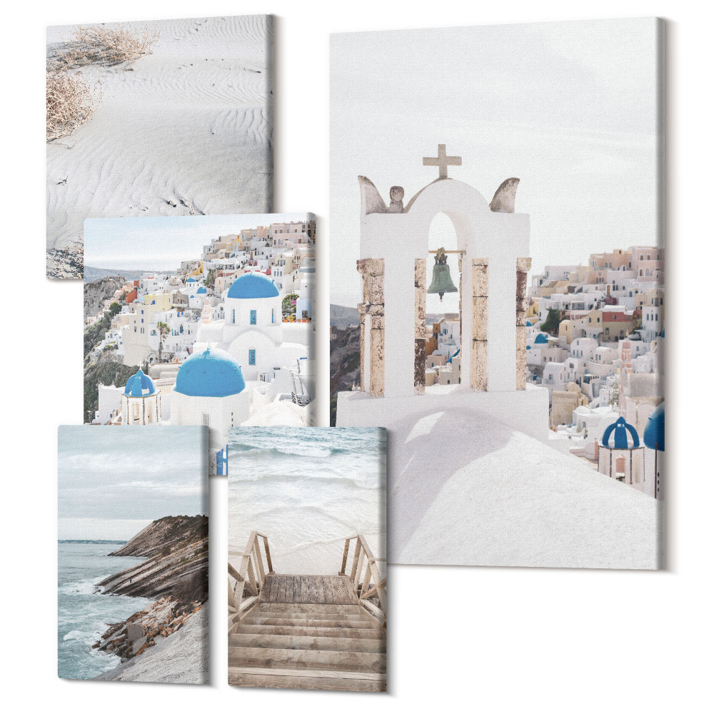 Sada 5 obrazov Biela krajina a malebné výhľady na Grécko