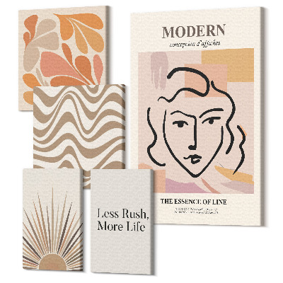 Sada obrazov pentaptych Moderný štýl s abstraktnými motívmi a líniami