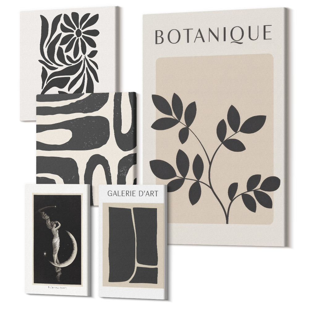 Sada 5 obrazov Moderné rastlinné motívy v minimalistickom štýle