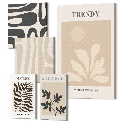 Sada 5 obrazov Štýlové rastlinné motívy a geometrické dekoratívne formy