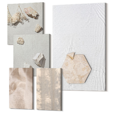 Sada obrazov pentaptych Jemné textúry v prirodzenom boho štýle