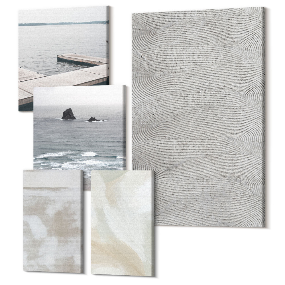 Sada obrazov na stenu pentaptych Abstrakcia v dizajne, moderné maliarske textúry