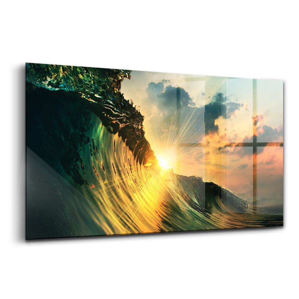 Obraz na skle Perspektívne vlny západ slnka