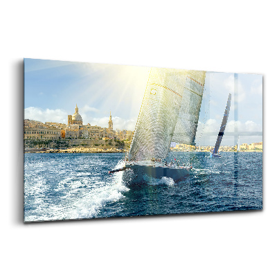 Obraz na skle Jachty