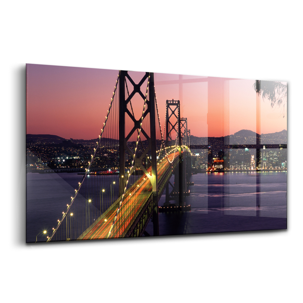 Sklenený obraz Sanfranciský most pri západe slnka