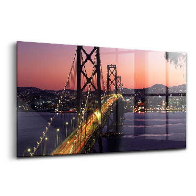 Sklenený obraz Sanfranciský most pri západe slnka