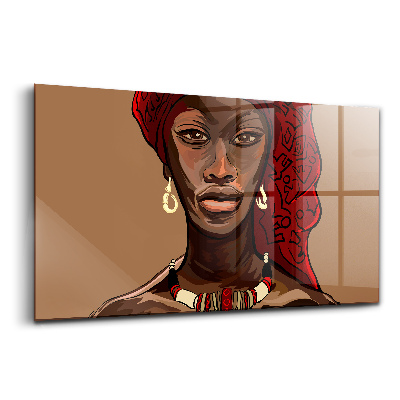 Obraz na skle Umelecká maľba africkej ženy