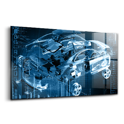 Luxusný sklenený obraz Ilustrácia rozloženého auta