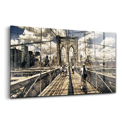 Obraz na skle Pohľad na Brooklynský most v New Yorku