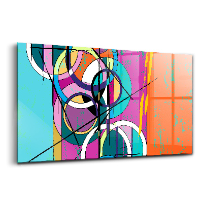 Luxusný sklenený obraz Abstraktné farebné kruhy a čiarky