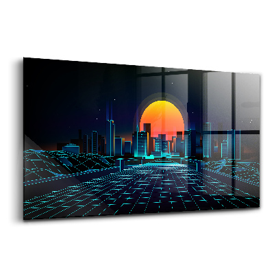 Sklenený obraz Mesto v kyberpriestore