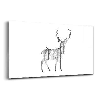 Obraz na skle Silueta lesa s jeleňmi