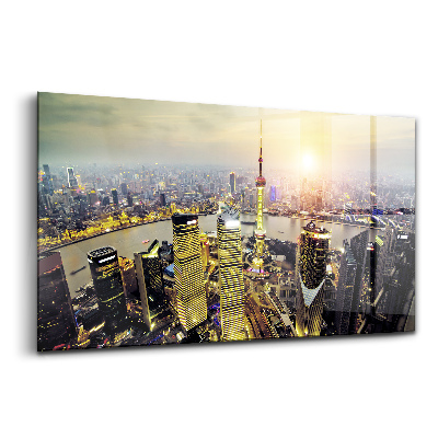 Sklenený obraz Šanghaj v noci