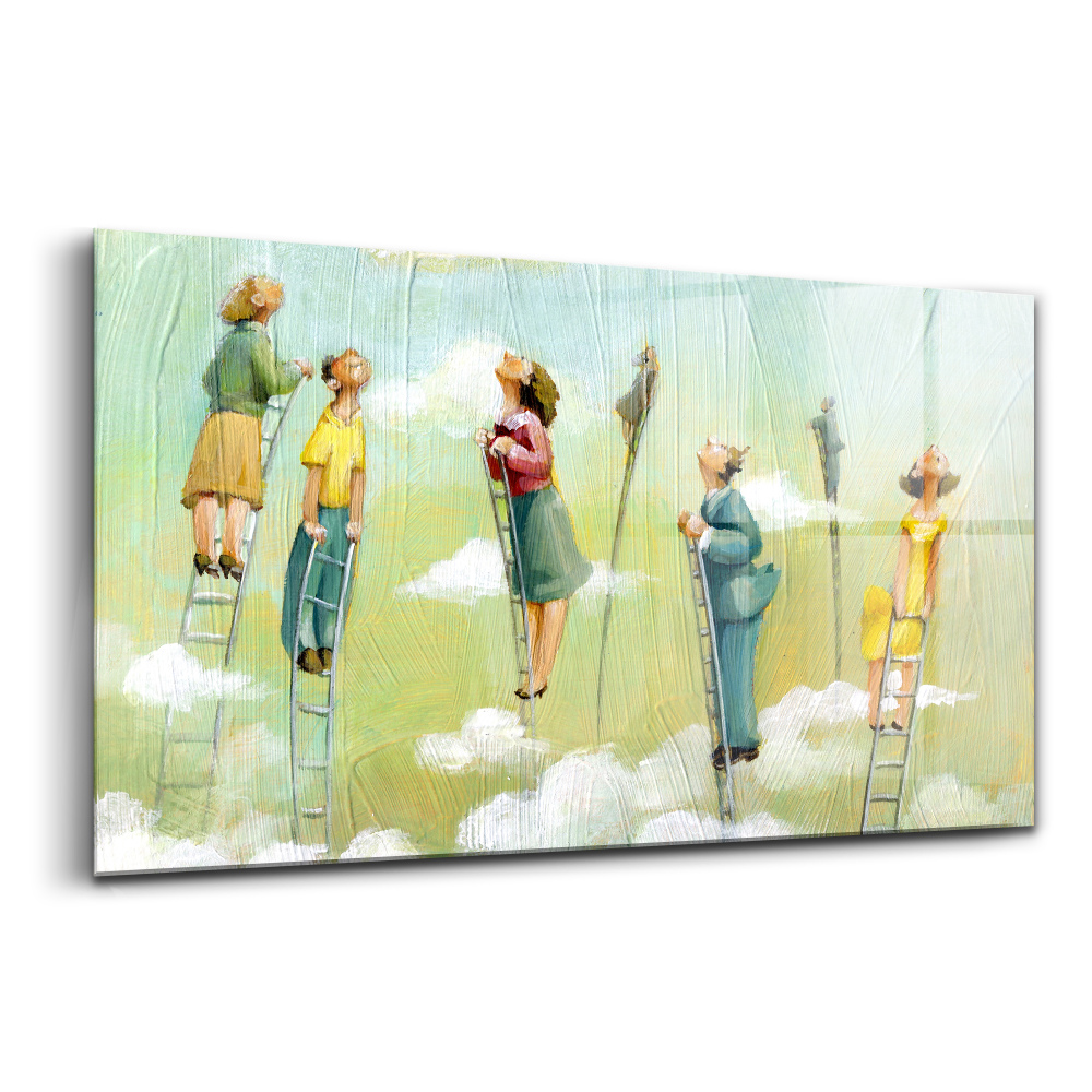 Sklenený obraz Ľudia na rebríku