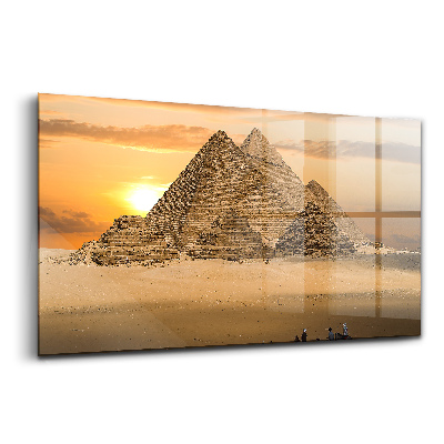 Luxusný sklenený obraz Pyramídy západ slnka