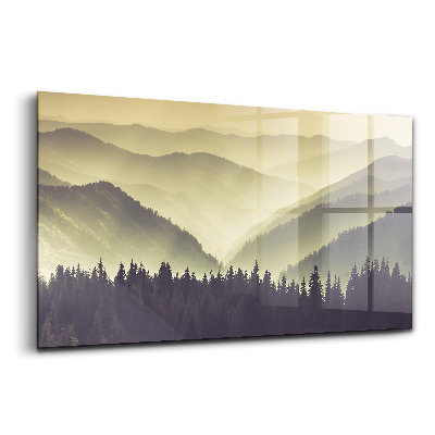 Sklenený obraz Hmlisté horské svahy