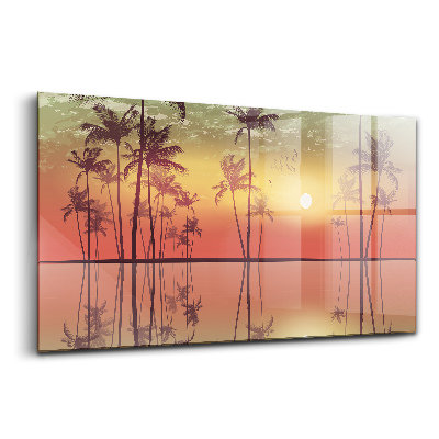 Obraz na skle Tropické palmy pri západe slnka