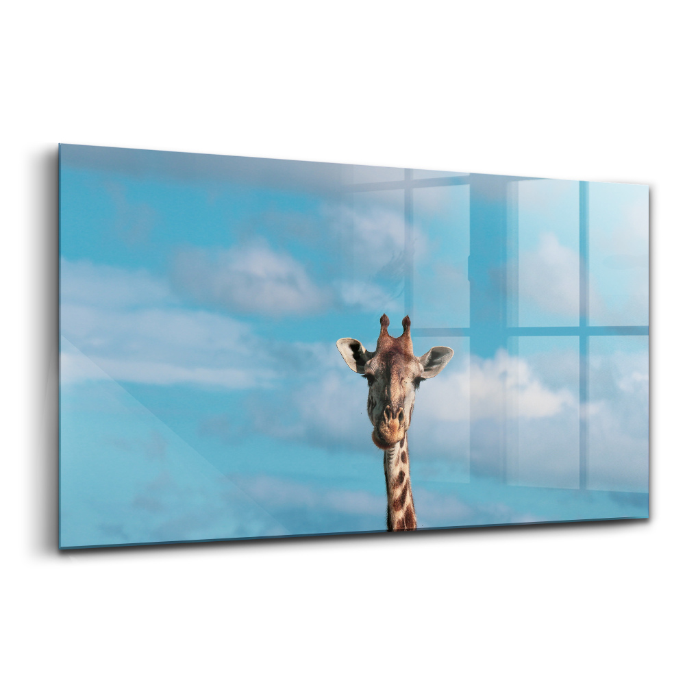 Sklenený obraz Vysoká žirafa na pozadí oblohy