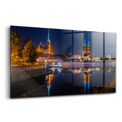 Sklenený obraz Vroclavská katedrála v noci
