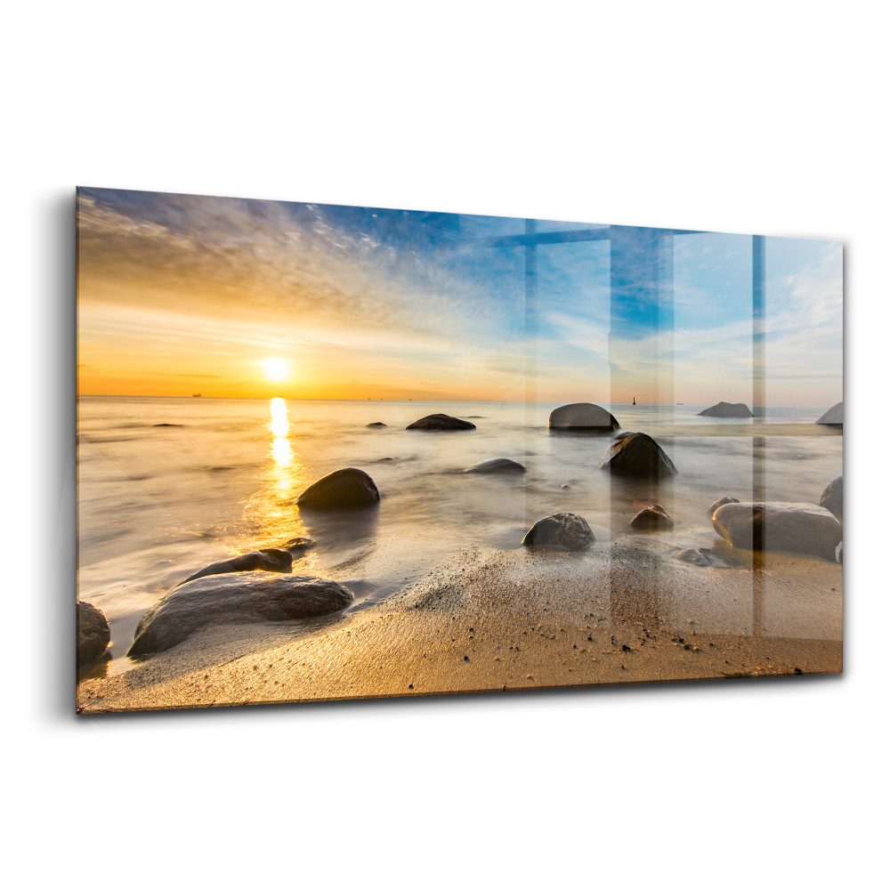 Luxusný sklenený obraz Východ slnka Baltské more