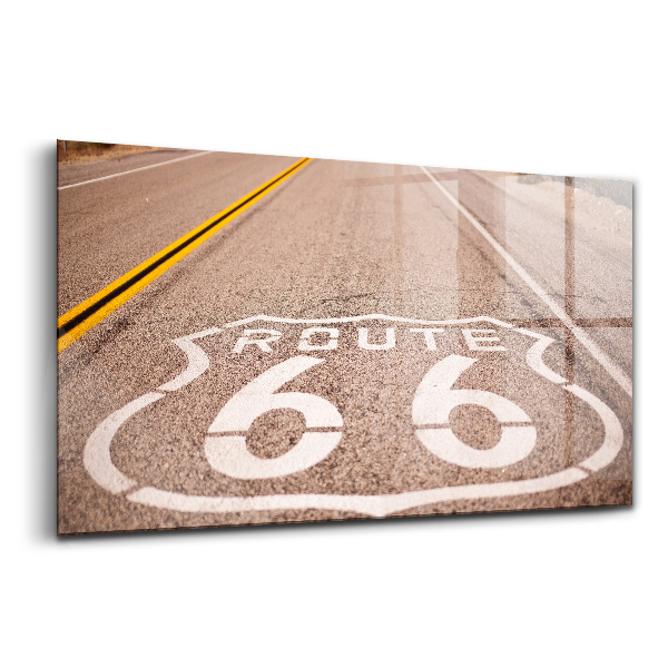 Obraz na skle Route 66 s potlačou na ceste