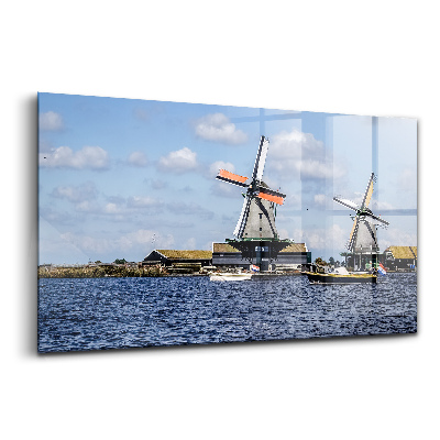 Sklenený obraz Mlyny v Holandsku