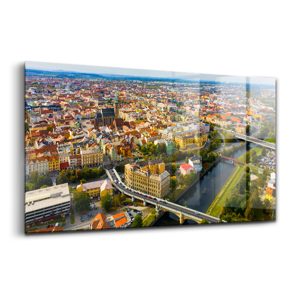 Luxusný sklenený obraz Panoráma mesta Plzeň