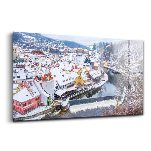 Obraz na skle Panoráma mesta krumlov v zime