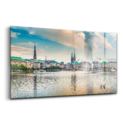 Luxusný sklenený obraz Binnenalster v Hamburgu