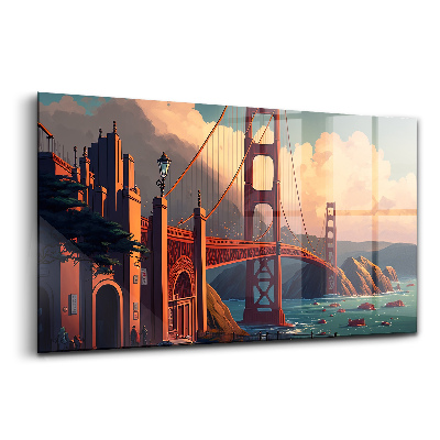 Sklenený obraz Ilustrácia mosta v San Franciscu