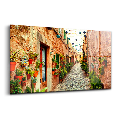 Luxusný sklenený obraz Ulica v obci valldemossa