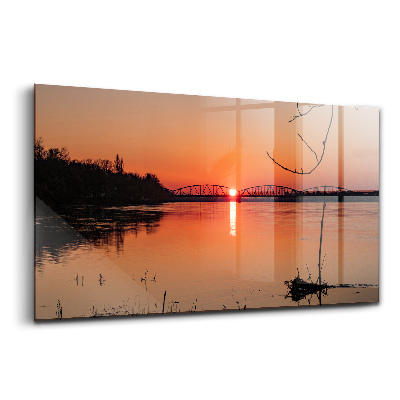 Luxusný sklenený obraz Jazero pri západe slnka
