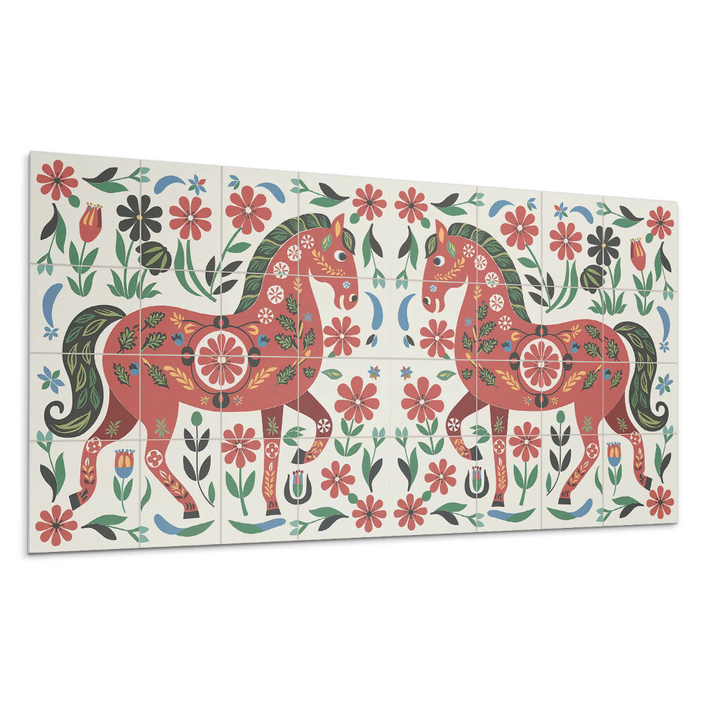 Stenový panel Konský vzor v kvetoch