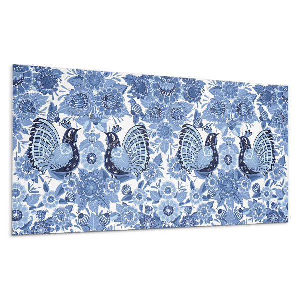 Pvc panel na stenu Vzor s vtákmi a kvetmi