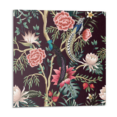 Dekoratívny nástenný panel Kvetinové aranžmány s vtákmi