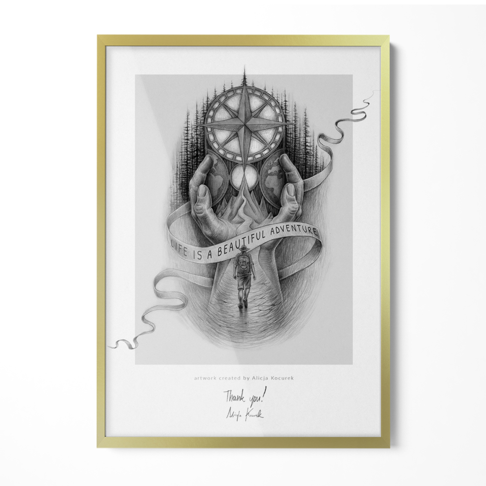 Minimalistický zlatý fotorámček na stenu 50x70