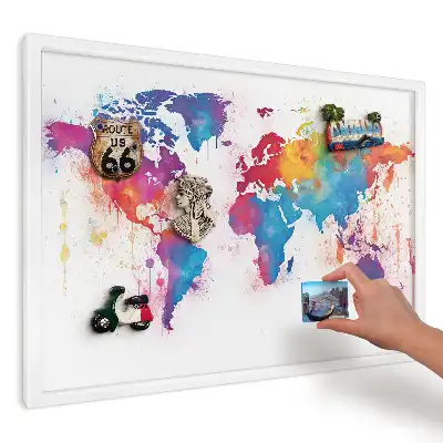 Magnetická tabuľa na magnetky Akvarelová mapa sveta