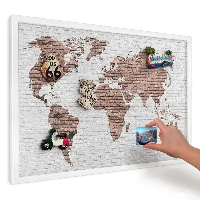 Magnetická tabuľa na magnetky Mapa na tehlovej stene