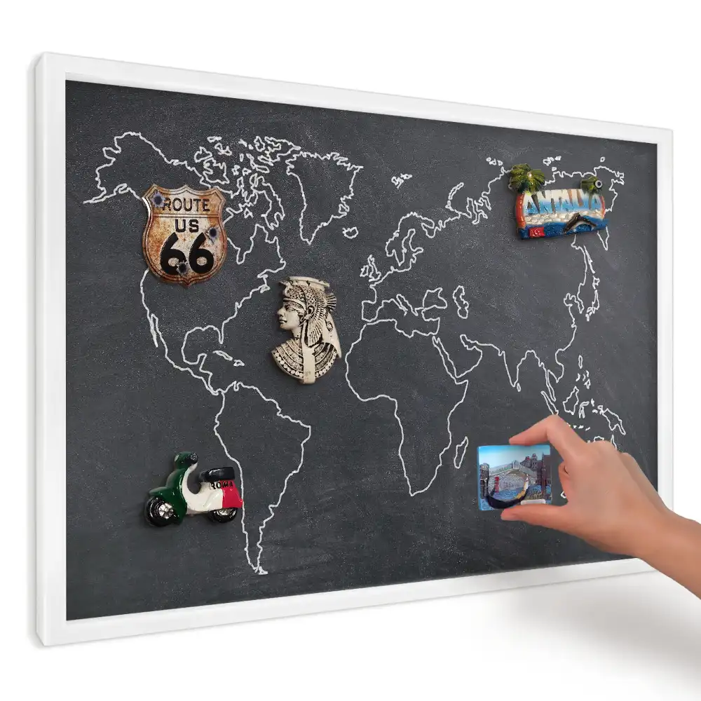Magnetická tabuľa na stenu Mapa sveta na tmavom pozadí