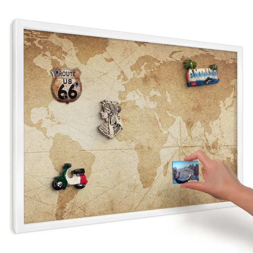 Magnetická nástenná tabuľa s potlačou Štýlová béžová mapa