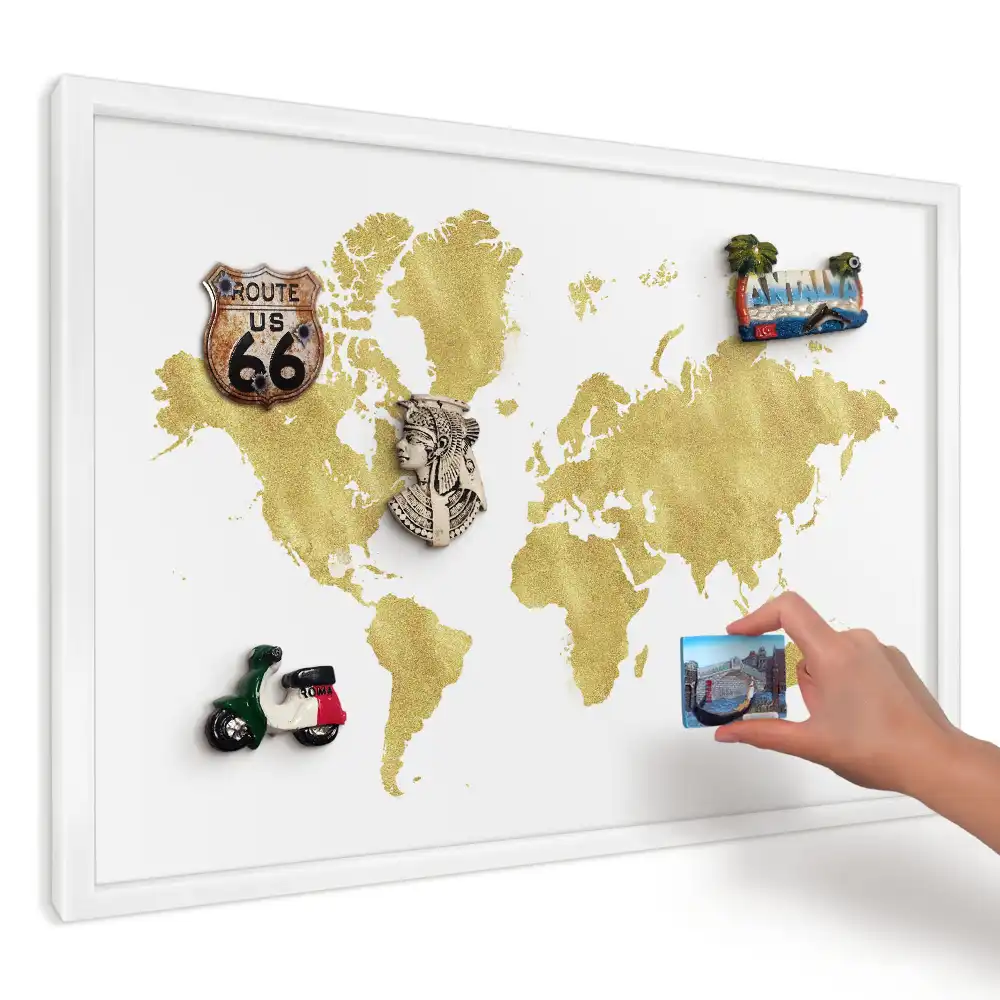 Magnetická tabuľa na magnetky Žltá mapa na bielom