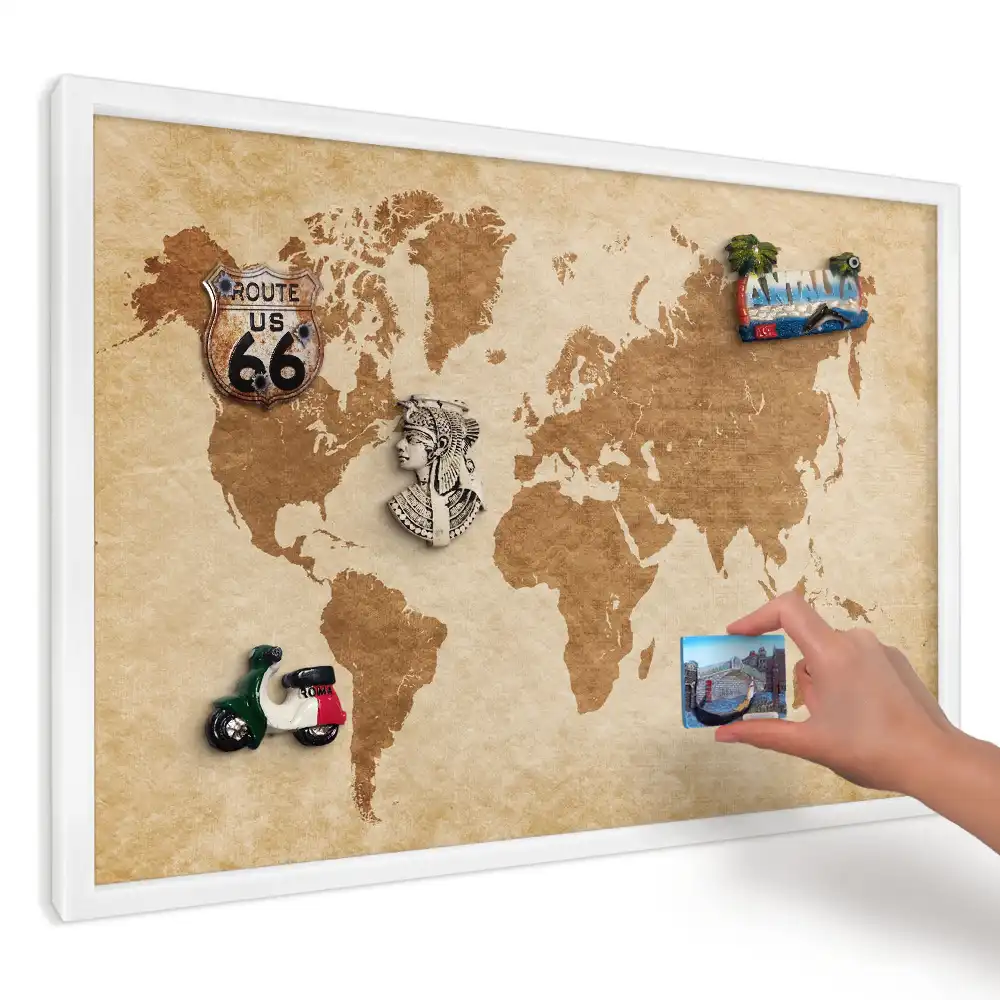 Magnetická tabuľa na magnetky štýlová mapa v hnedej farbe