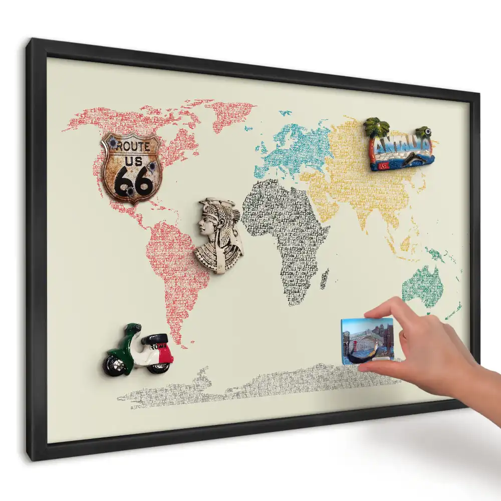 Magnetická nástenná tabuľa Mapa sveta z písmen