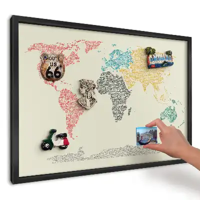 Magnetická nástenná tabuľa Mapa sveta z písmen