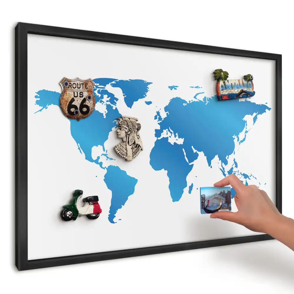 Nástenná magnetická tabuľa Modrá mapa sveta