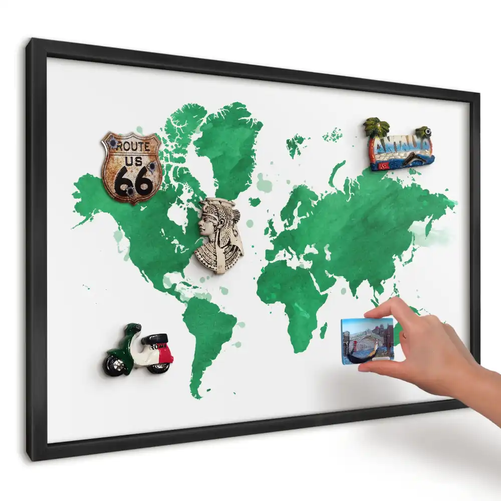 Magnetická dekoračná tabuľa na stenu Zelená akvarelová mapa