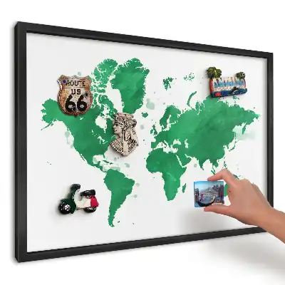 Magnetická dekoračná tabuľa na stenu Zelená akvarelová mapa
